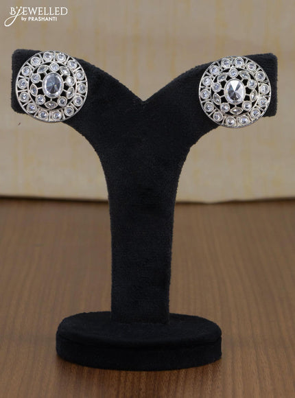 Light weight floral design earrings with white stones - {{ collection.title }} by Prashanti Sarees