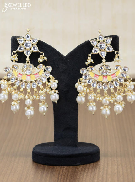 Light weight minakari cream earrings with pearl maatal - {{ collection.title }} by Prashanti Sarees
