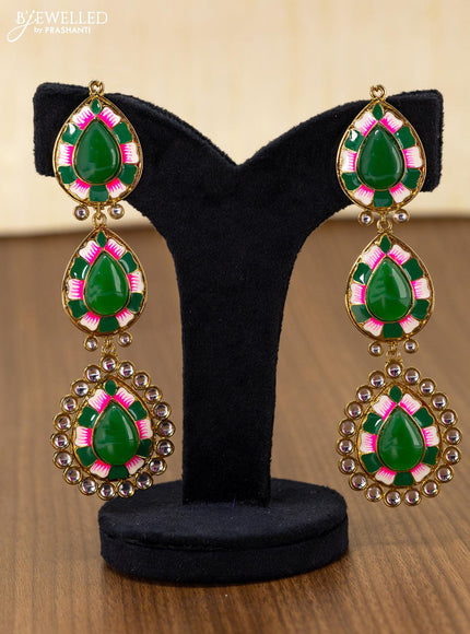 Light weight minakari earring green with pearl maatal - {{ collection.title }} by Prashanti Sarees