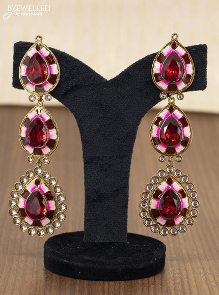 Light weight minakari earring maroon with pearl maatal - {{ collection.title }} by Prashanti Sarees