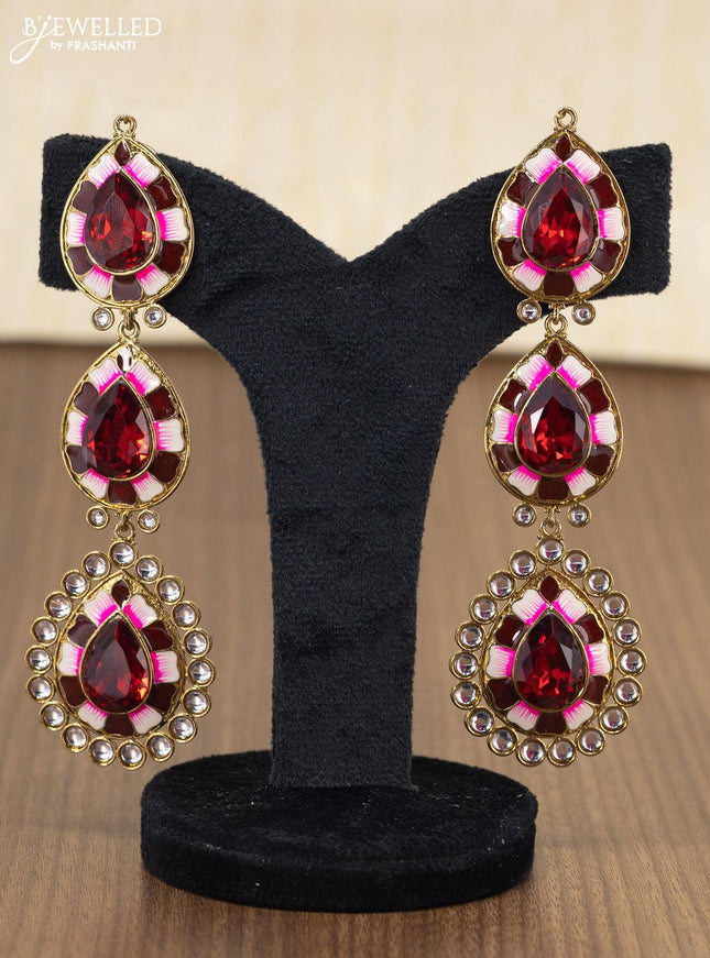 Light weight minakari earring maroon with pearl maatal - {{ collection.title }} by Prashanti Sarees