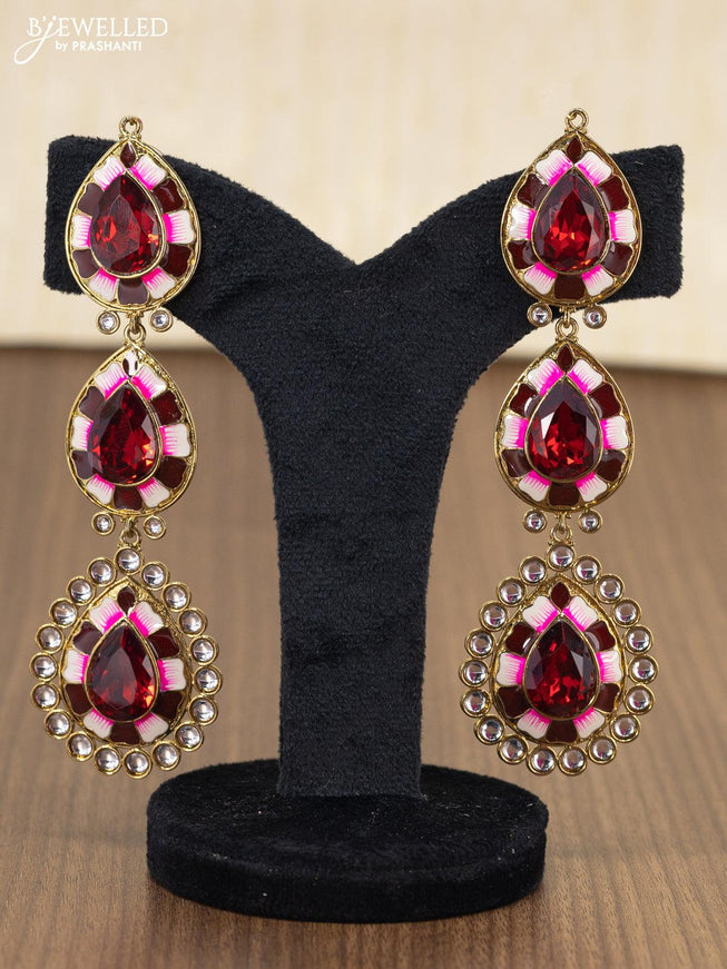 Light weight minakari earring maroon with pearl maatal - {{ collection.title }} by Prashanti Sarees