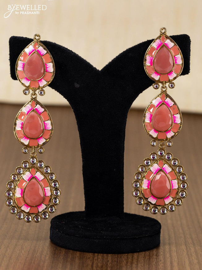 Light weight minakari earring mauve pink with pearl maatal - {{ collection.title }} by Prashanti Sarees