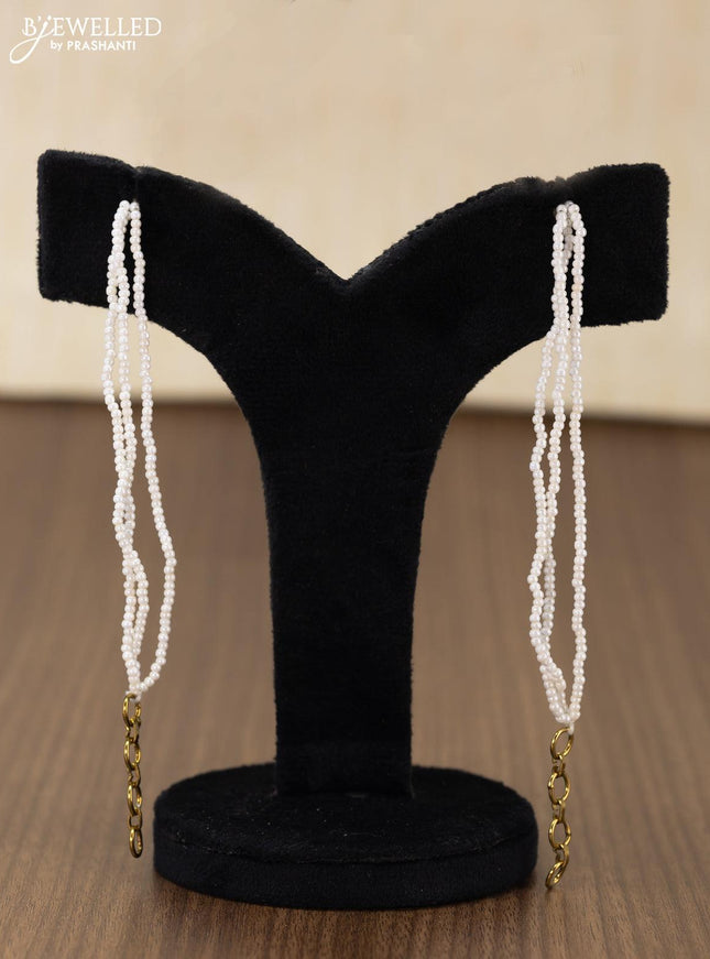 Light weight minakari earring pastel brown with pearl maatal - {{ collection.title }} by Prashanti Sarees