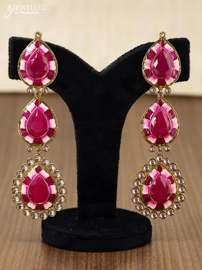 Light weight minakari earring pink with pearl maatal - {{ collection.title }} by Prashanti Sarees