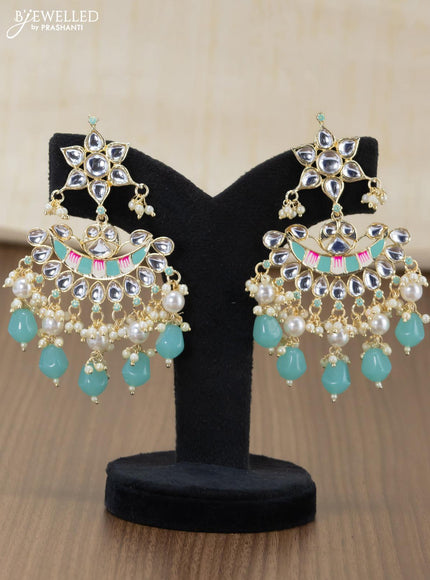 Light weight minakari light blue earrings with pearl maatal - {{ collection.title }} by Prashanti Sarees