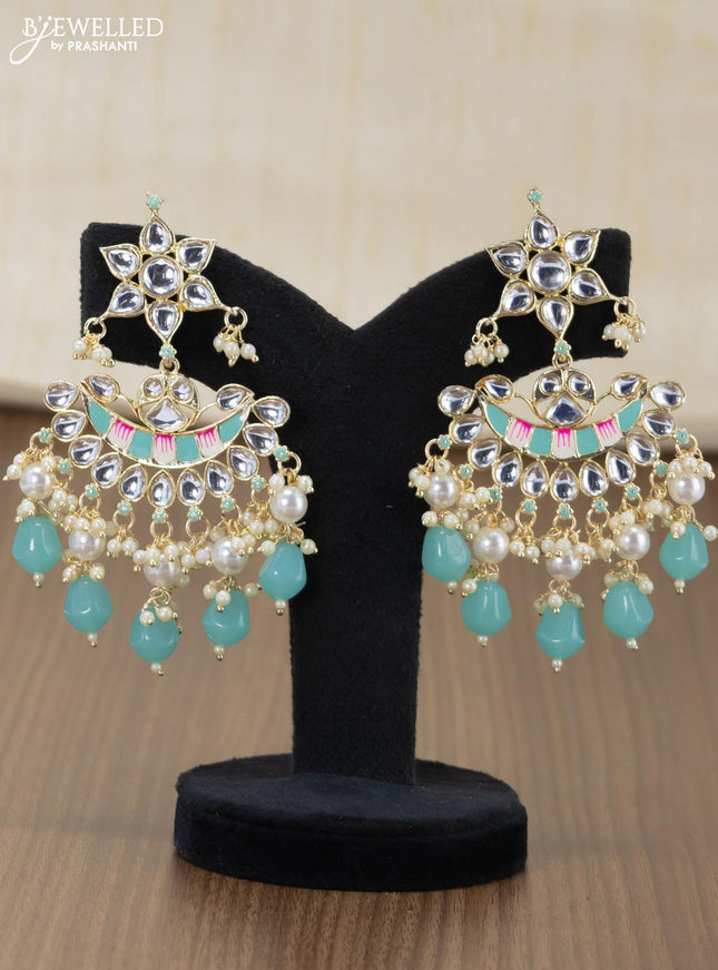 Light weight minakari light blue earrings with pearl maatal - {{ collection.title }} by Prashanti Sarees