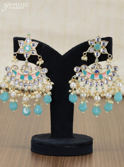 Light weight minakari light blue earrings with pearl maatal - {{ collection.title }} by Prashanti Sarees