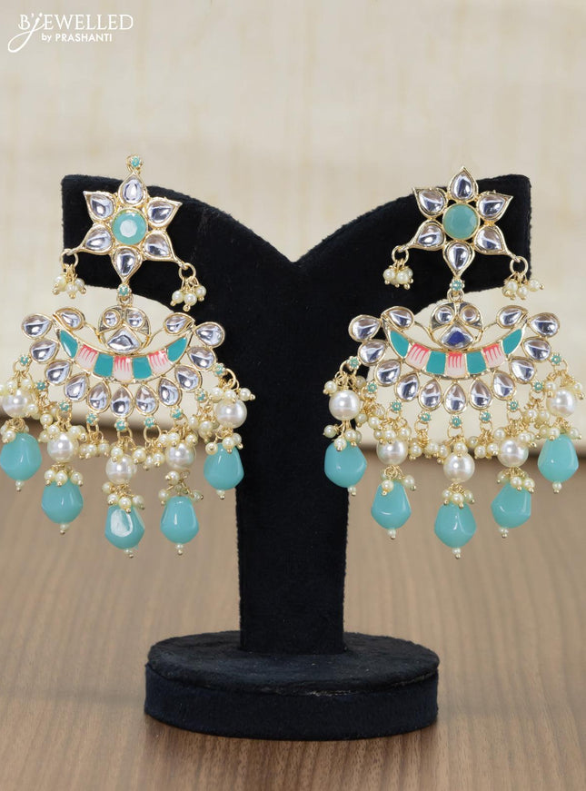 Light weight minakari light blue earrings with pearl maatal - {{ collection.title }} by Prashanti Sarees