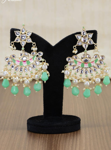 Light weight minakari light green earrings with pearl maatal - {{ collection.title }} by Prashanti Sarees