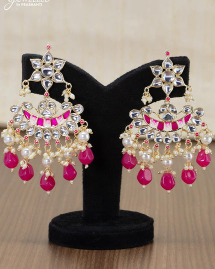 Light weight minakari pink earrings with pearl maatal - {{ collection.title }} by Prashanti Sarees