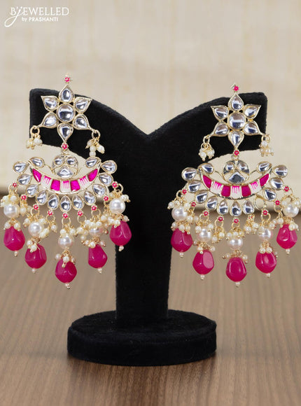 Light weight minakari pink earrings with pearl maatal - {{ collection.title }} by Prashanti Sarees