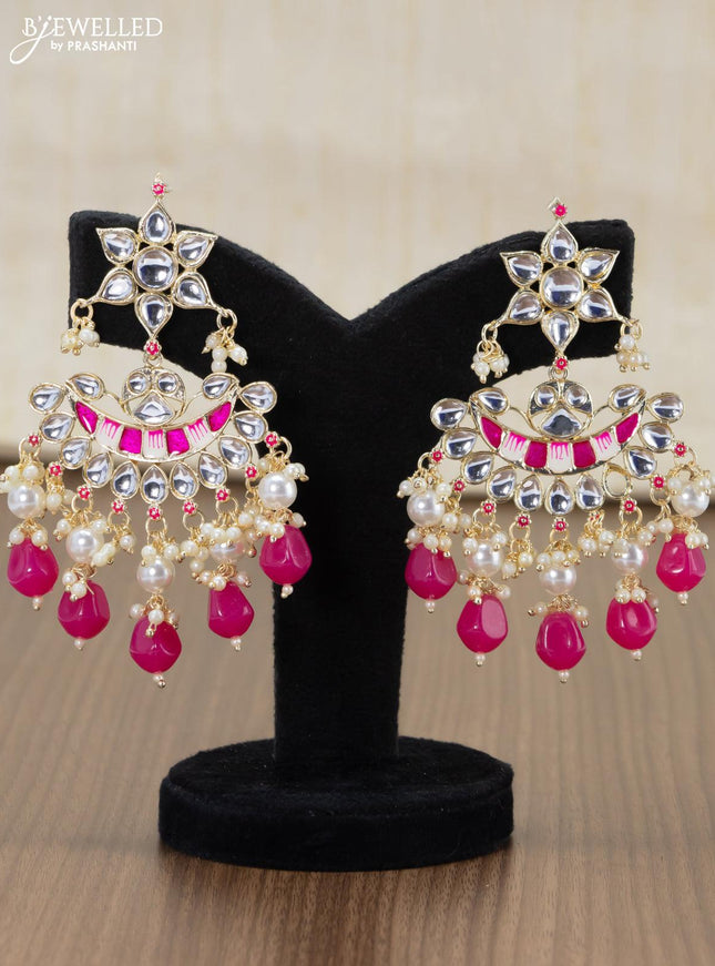 Light weight minakari pink earrings with pearl maatal - {{ collection.title }} by Prashanti Sarees