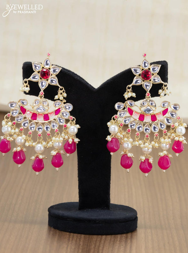 Light weight minakari pink earrings with pearl maatal - {{ collection.title }} by Prashanti Sarees