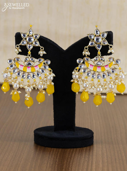 Light weight minakari yellow earrings with pearl maatal - {{ collection.title }} by Prashanti Sarees