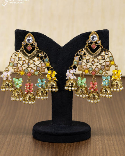 Light weight multicolour earring with pearl and beads hanging - {{ collection.title }} by Prashanti Sarees