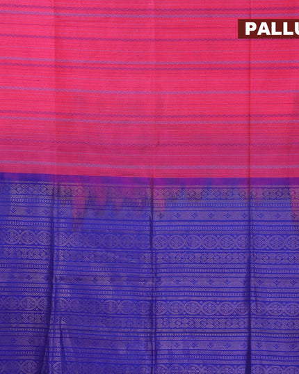 Light weight silk cotton saree pink and blue with allover thread weaves and small zari woven border - {{ collection.title }} by Prashanti Sarees