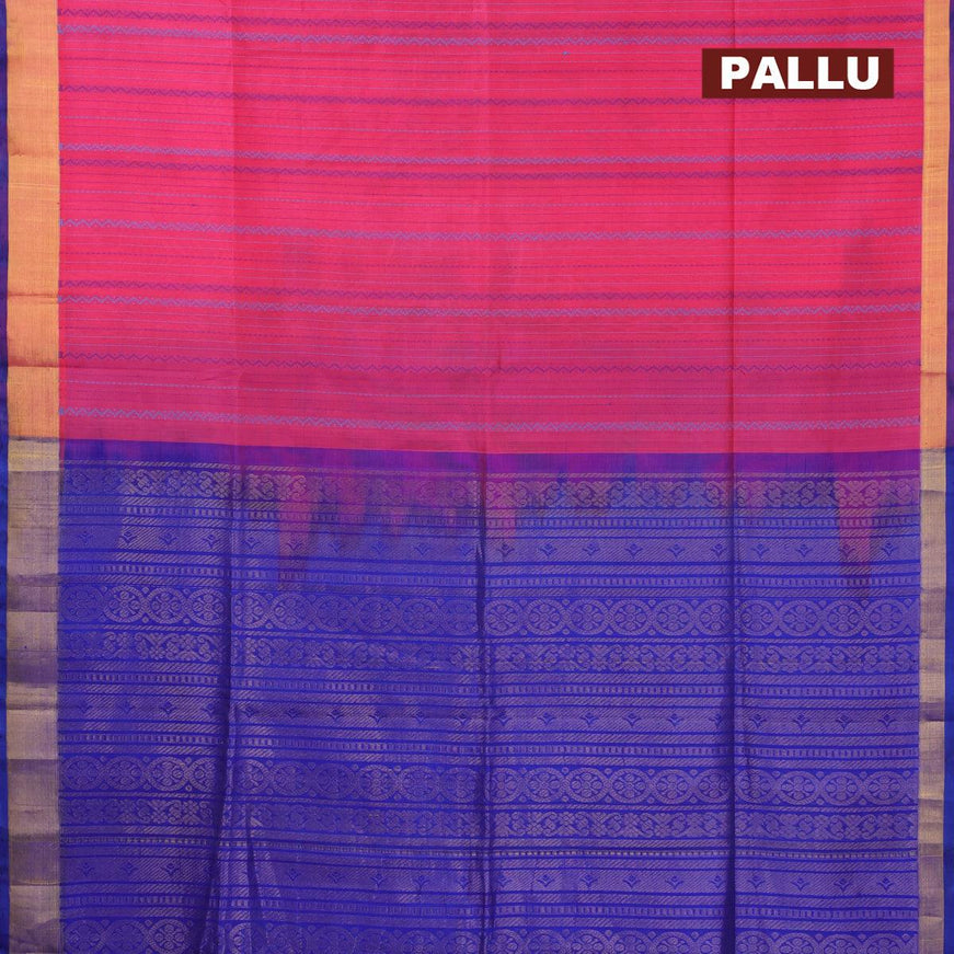 Light weight silk cotton saree pink and blue with allover thread weaves and small zari woven border - {{ collection.title }} by Prashanti Sarees