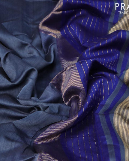 Maheshwari silk cotton saree dark grey and maroon with plain body and zari woven border - {{ collection.title }} by Prashanti Sarees