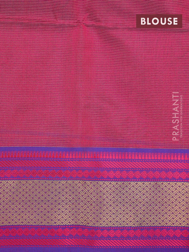 Maheshwari silk cotton saree dark purple and blue with allover vairosi pattern & buttas and thread & zari woven border - {{ collection.title }} by Prashanti Sarees