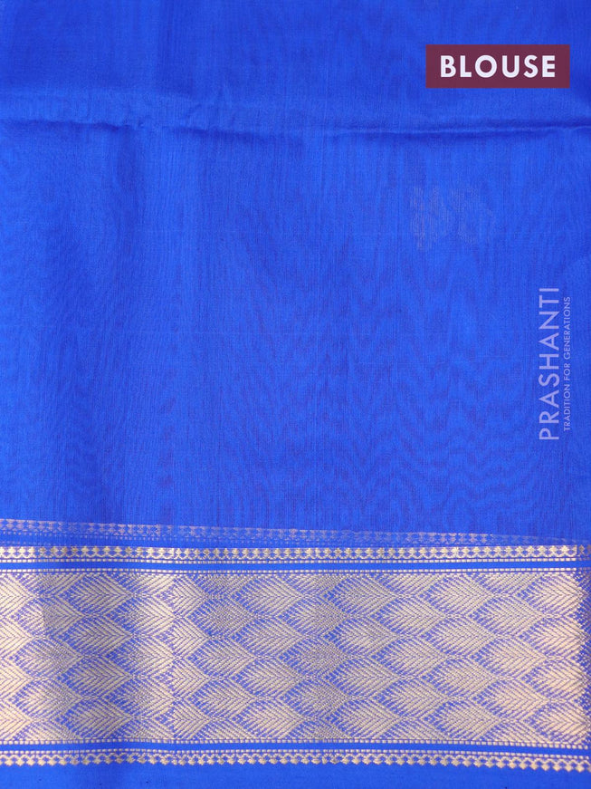 Maheshwari silk cotton saree dual shade of bluish purple and blue with zari woven buttas and zari woven border - {{ collection.title }} by Prashanti Sarees