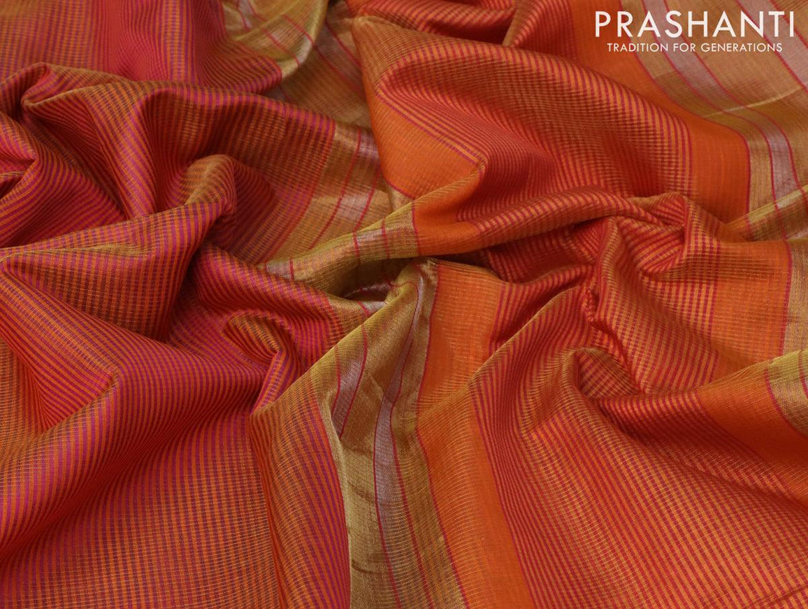Maheshwari silk cotton saree dual shade of pink with allover vairosi pattern and zari woven border - {{ collection.title }} by Prashanti Sarees