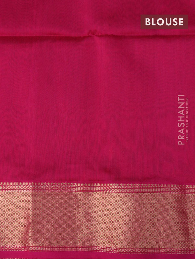 Maheshwari silk cotton saree green and pink with zari woven tilak buttas and zari woven border - {{ collection.title }} by Prashanti Sarees