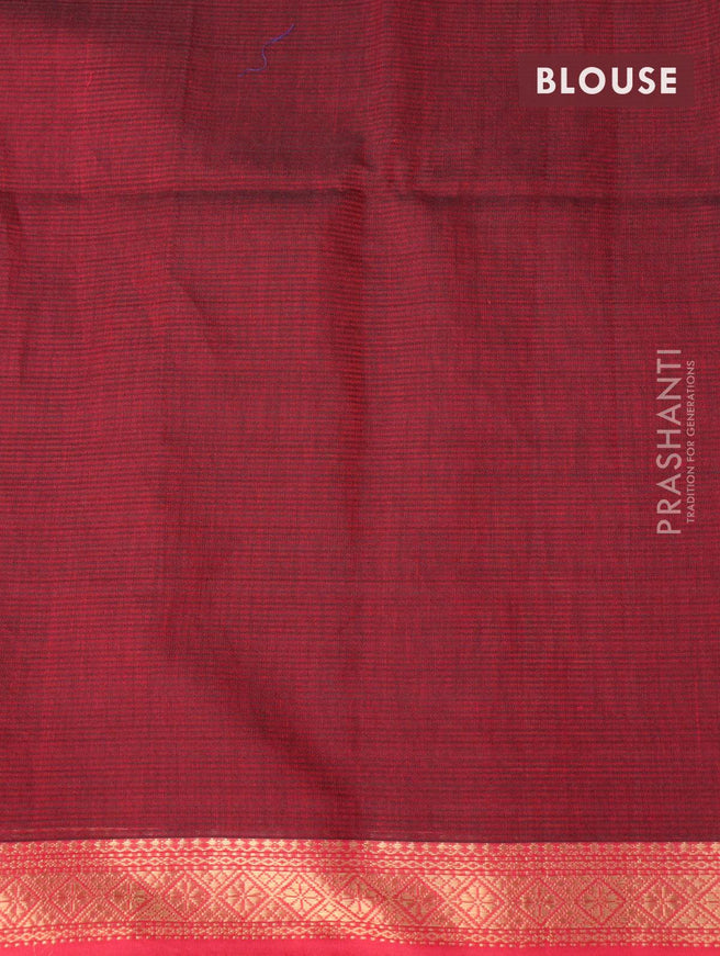Maheshwari silk cotton saree green shade and pink shade with plain body and zari woven border - {{ collection.title }} by Prashanti Sarees