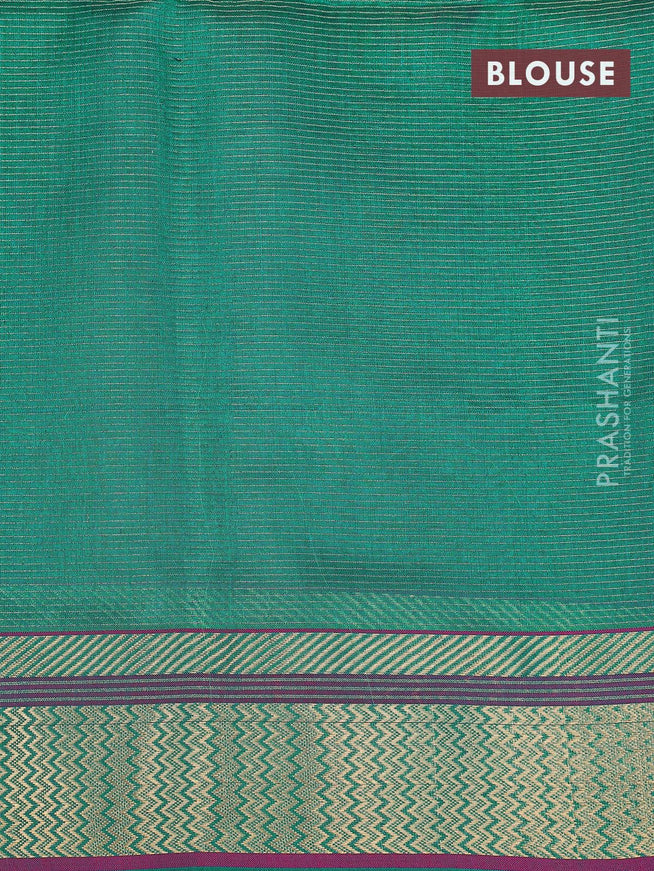 Maheshwari silk cotton saree green shade and teal green with allover vairosi pattern and zari woven border - {{ collection.title }} by Prashanti Sarees