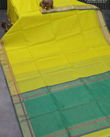 Maheshwari silk cotton saree light green and green with allover zari weaves and zari woven border - {{ collection.title }} by Prashanti Sarees