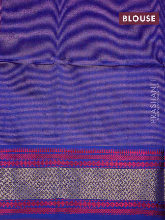 Maheshwari silk cotton saree pink shade and blue with allover vairosi pattern & buttas and thread & zari woven border - {{ collection.title }} by Prashanti Sarees