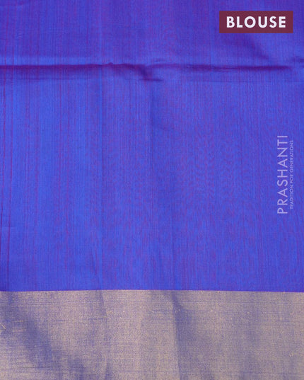 Maheshwari silk cotton saree reddish pink and blue with thread & zari woven buttas and zari woven border - {{ collection.title }} by Prashanti Sarees