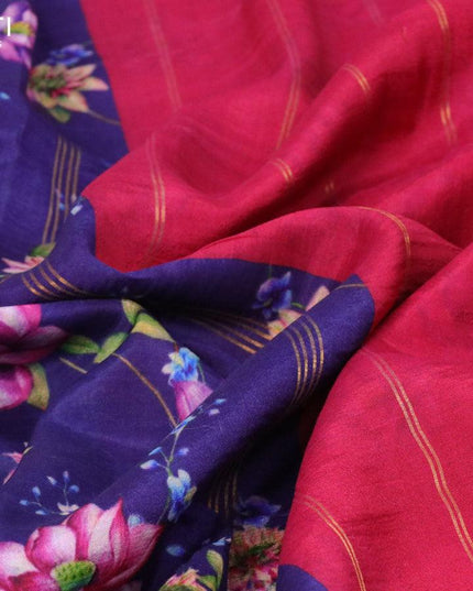 Mangalgiri silk cotton saree blue and pink with allover floral prints and zari woven border - {{ collection.title }} by Prashanti Sarees
