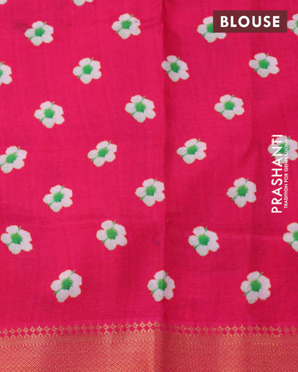 Mangalgiri silk cotton saree off white and pink with allover floral prints and zari woven border - {{ collection.title }} by Prashanti Sarees