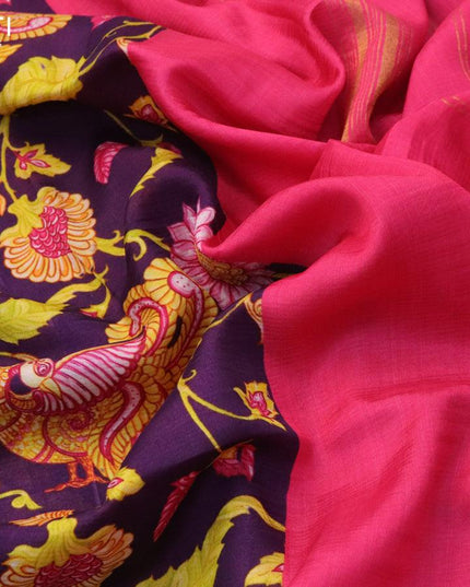 Mangalgiri silk cotton saree violet and pink with allover kalamkari prints and zari woven border - {{ collection.title }} by Prashanti Sarees