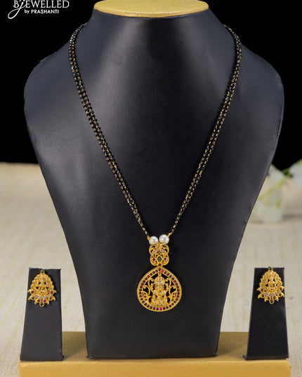 Mangalsutra double layer with kemp stone and lakshmi pendant - {{ collection.title }} by Prashanti Sarees