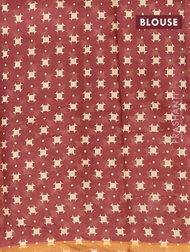 Mul cotton saree brown with allover prints and small zari woven border - {{ collection.title }} by Prashanti Sarees
