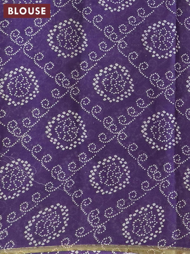 Mul cotton saree mehendi green and deep violet with allover ajrakh prints and zari woven border - {{ collection.title }} by Prashanti Sarees