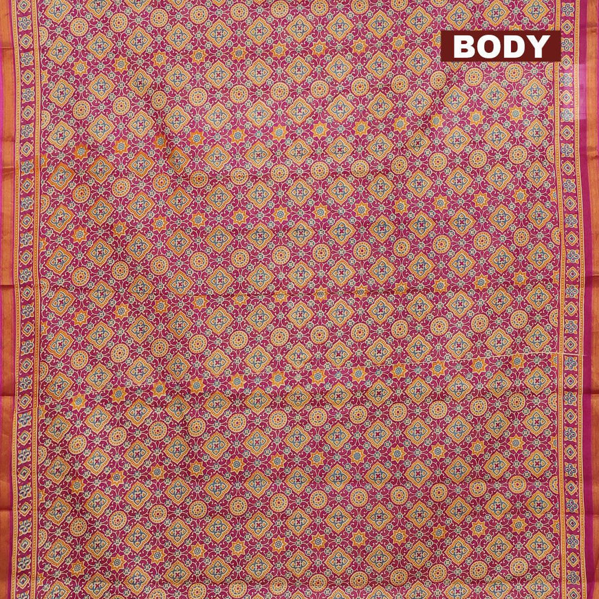 Mul cotton saree purple with allover ajrakh prints and small zari woven border - {{ collection.title }} by Prashanti Sarees