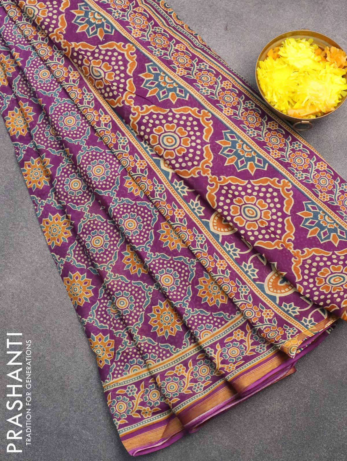 Rs.649/- Beautiful linen cotton saree with small zari border and contrast  pallu and blouse | Saree, Cotton saree, Saree designs