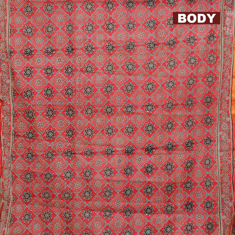 Mul cotton saree red with allover prints and small zari woven border - {{ collection.title }} by Prashanti Sarees