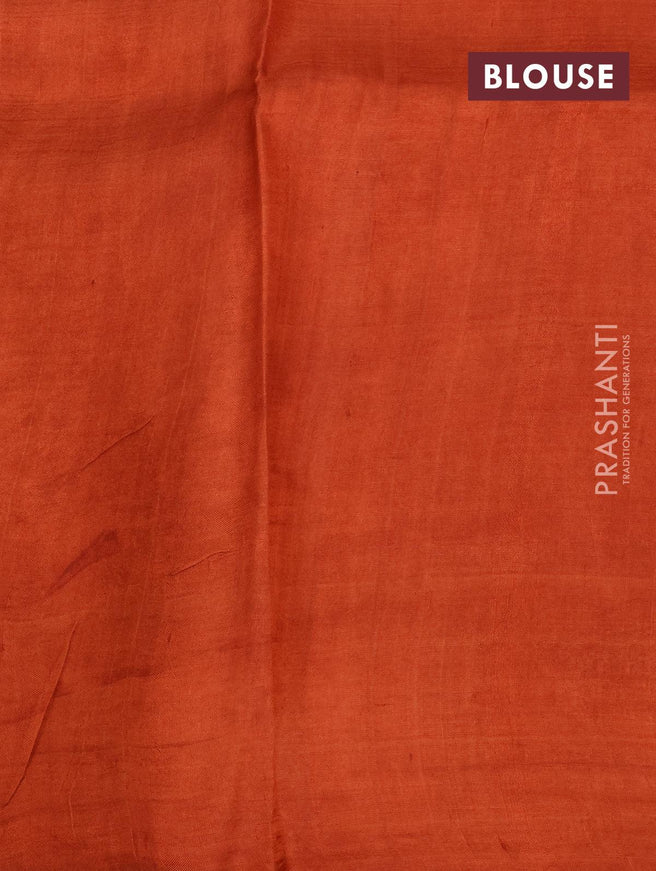 Murshidabad silk saree brown and orange with allover floral prints and simple border - {{ collection.title }} by Prashanti Sarees