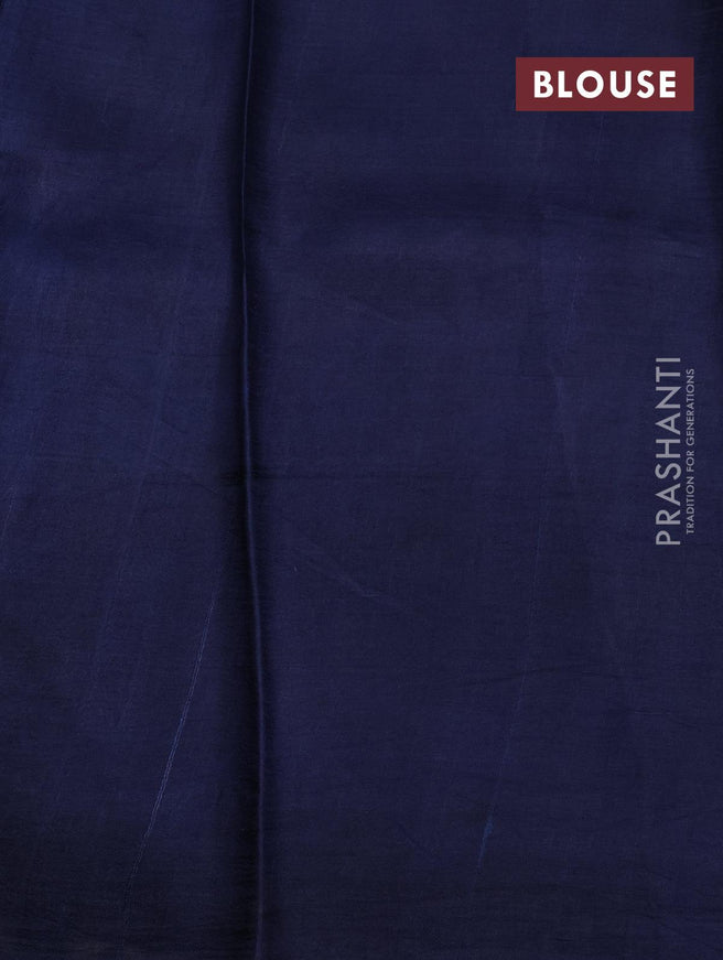Murshidabad silk saree cream and blue with allover prints and simple border - {{ collection.title }} by Prashanti Sarees