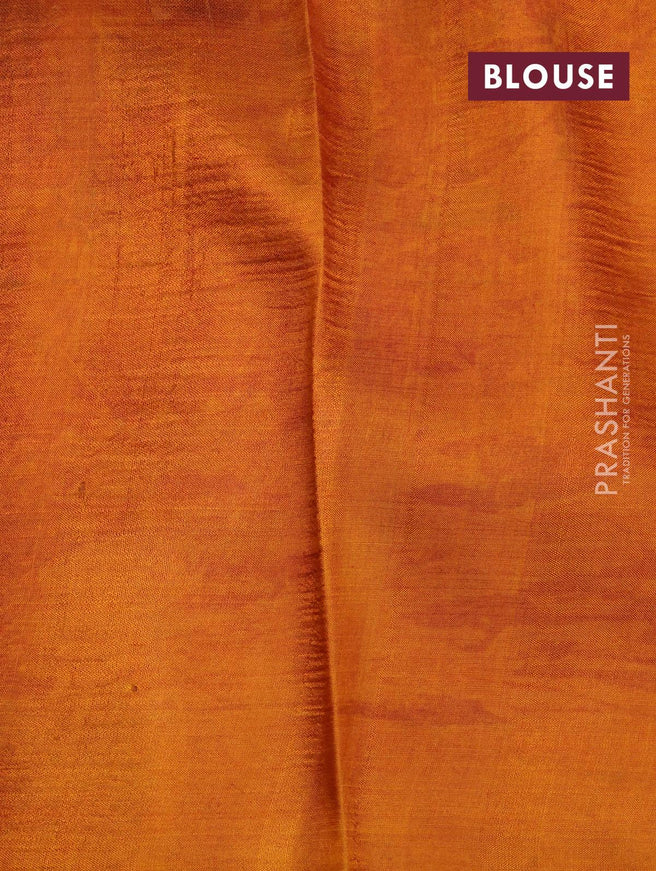 Murshidabad silk saree dark mustard and red with allover geometric prints and printed border - {{ collection.title }} by Prashanti Sarees