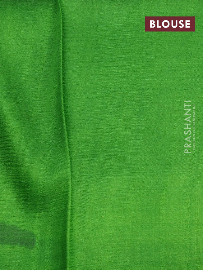Murshidabad silk saree green and navy blue with allover geometric prints and printed border - {{ collection.title }} by Prashanti Sarees