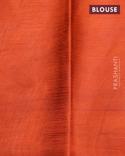 Murshidabad silk saree sandal black and orange with allover prints and piping border - {{ collection.title }} by Prashanti Sarees