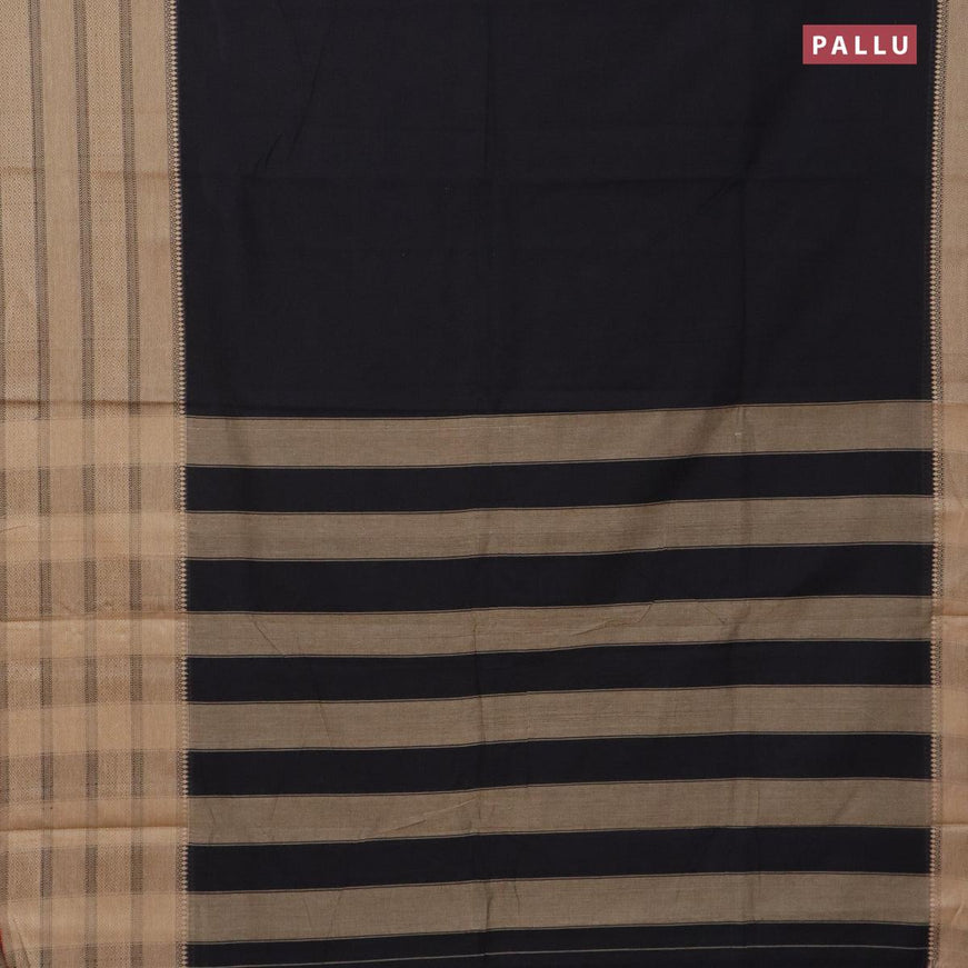 Narayanpet cotton saree black with plain body and long thread woven border - {{ collection.title }} by Prashanti Sarees
