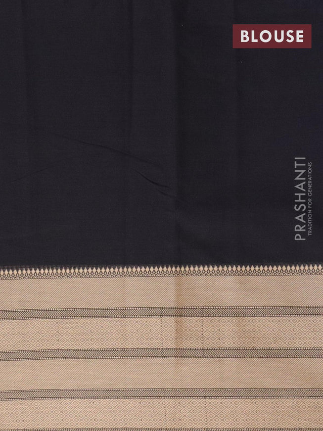 Narayanpet cotton saree black with plain body and long thread woven border - {{ collection.title }} by Prashanti Sarees