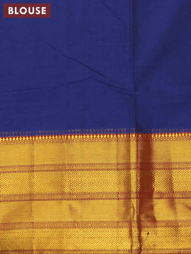 Narayanpet cotton saree blue with plain body and long zari woven border - {{ collection.title }} by Prashanti Sarees