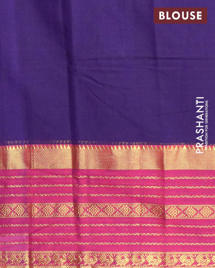 Narayanpet cotton saree dark blue and dual shade of maroon with plain body and long zari woven border - {{ collection.title }} by Prashanti Sarees